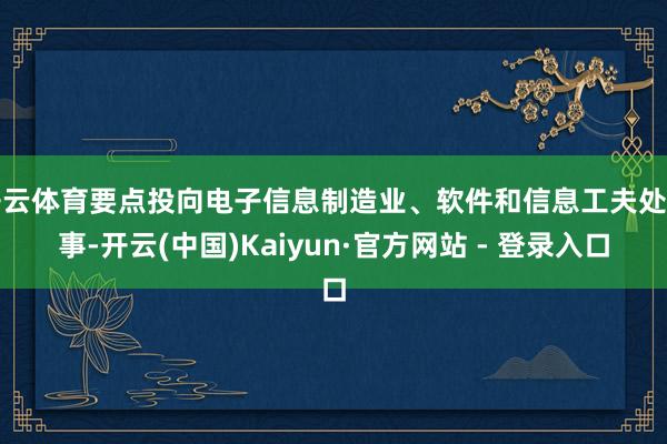 开云体育要点投向电子信息制造业、软件和信息工夫处作事-开云(中国)Kaiyun·官方网站 - 登录入口