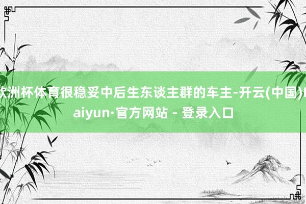 欧洲杯体育很稳妥中后生东谈主群的车主-开云(中国)Kaiyun·官方网站 - 登录入口