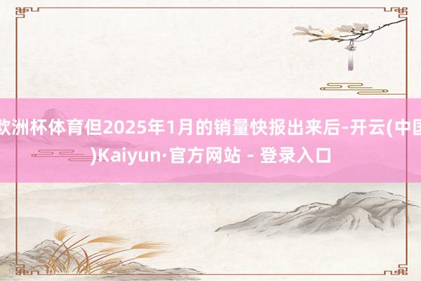 欧洲杯体育但2025年1月的销量快报出来后-开云(中国)Kaiyun·官方网站 - 登录入口