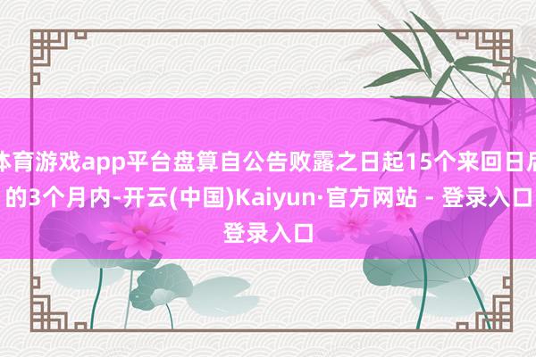体育游戏app平台盘算自公告败露之日起15个来回日后的3个月内-开云(中国)Kaiyun·官方网站 - 登录入口
