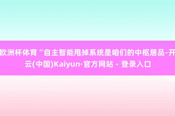 欧洲杯体育 “自主智能甩掉系统是咱们的中枢居品-开云(中国)Kaiyun·官方网站 - 登录入口