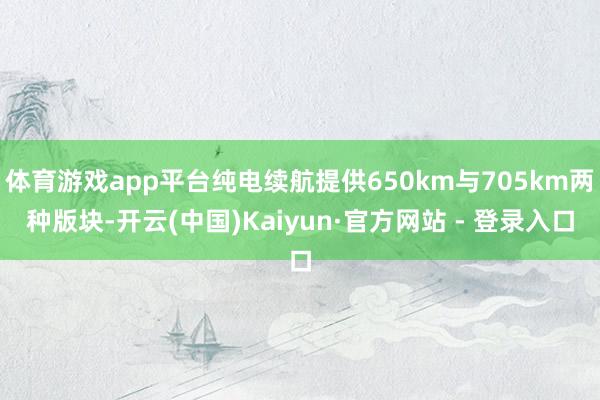 体育游戏app平台纯电续航提供650km与705km两种版块-开云(中国)Kaiyun·官方网站 - 登录入口