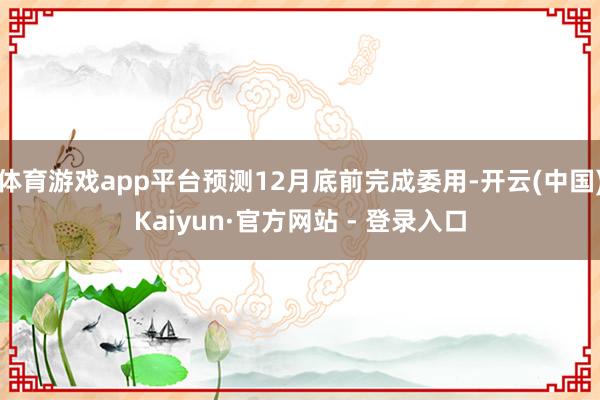 体育游戏app平台预测12月底前完成委用-开云(中国)Kaiyun·官方网站 - 登录入口