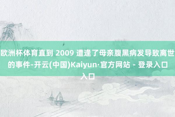 欧洲杯体育直到 2009 遭逢了母亲腹黑病发导致离世的事件-开云(中国)Kaiyun·官方网站 - 登录入口